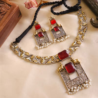FS Collection 2Tone Plated Pota Stone Necklace Set
