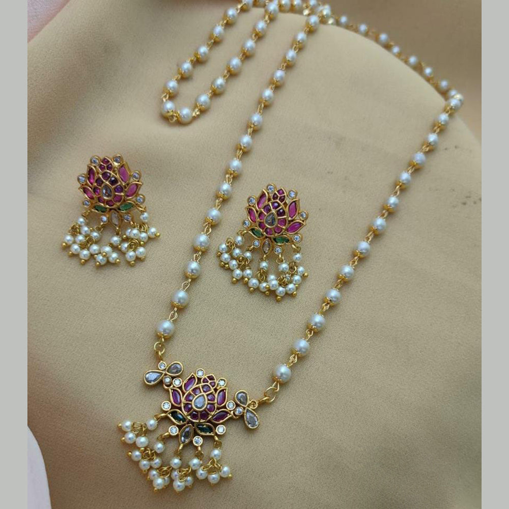 FS Collection Gold Plated Pota Stone Necklace Set