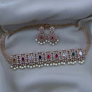 FS Collection Gold Plated AD Choker Necklace Set