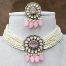 FS Collection Gold Plated Kundan And Pearl Choker Necklace Set
