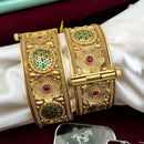 FS Collection Copper Gold Plated Pota Stone Openable Bangles