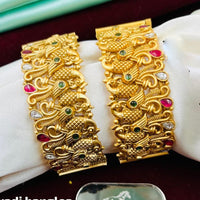 FS Collection Copper Gold Plated Pota Stone Openable Bangles