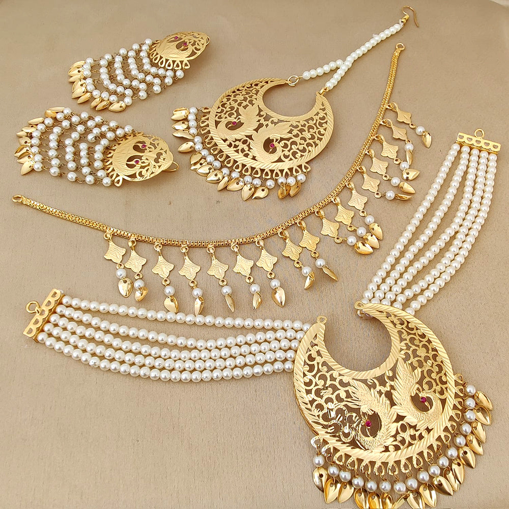 FS Collection Gold Plated Pearl Necklace Set