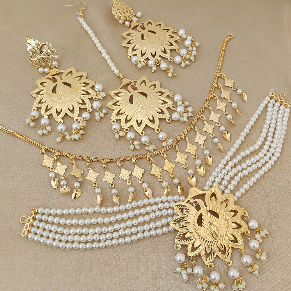 FS Collection Gold Plated Pearl Necklace Set