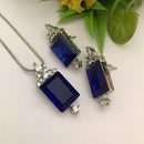FS Collection Sliver Plated Crystal Pendant Set