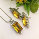 FS Collection Sliver Plated Crystal Pendant Set