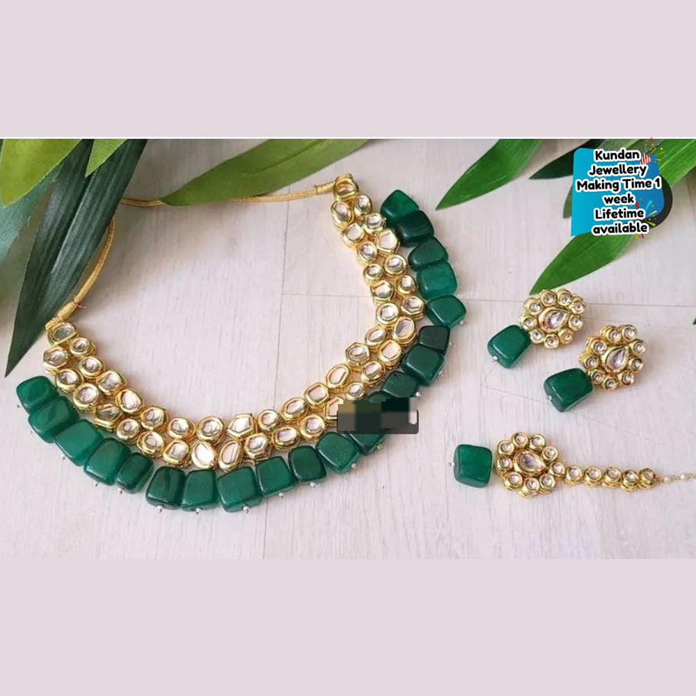 FS Collection Gold Plated Kundan Necklace Set