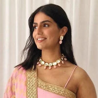 FS Collection Gold Plated Kundan Choker Necklace Set