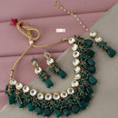 FS Collection Gold Plated Kundan And Pearl Necklace Set