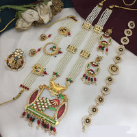 FS Collection Gold Plated Kundan Combo Double Necklace Set