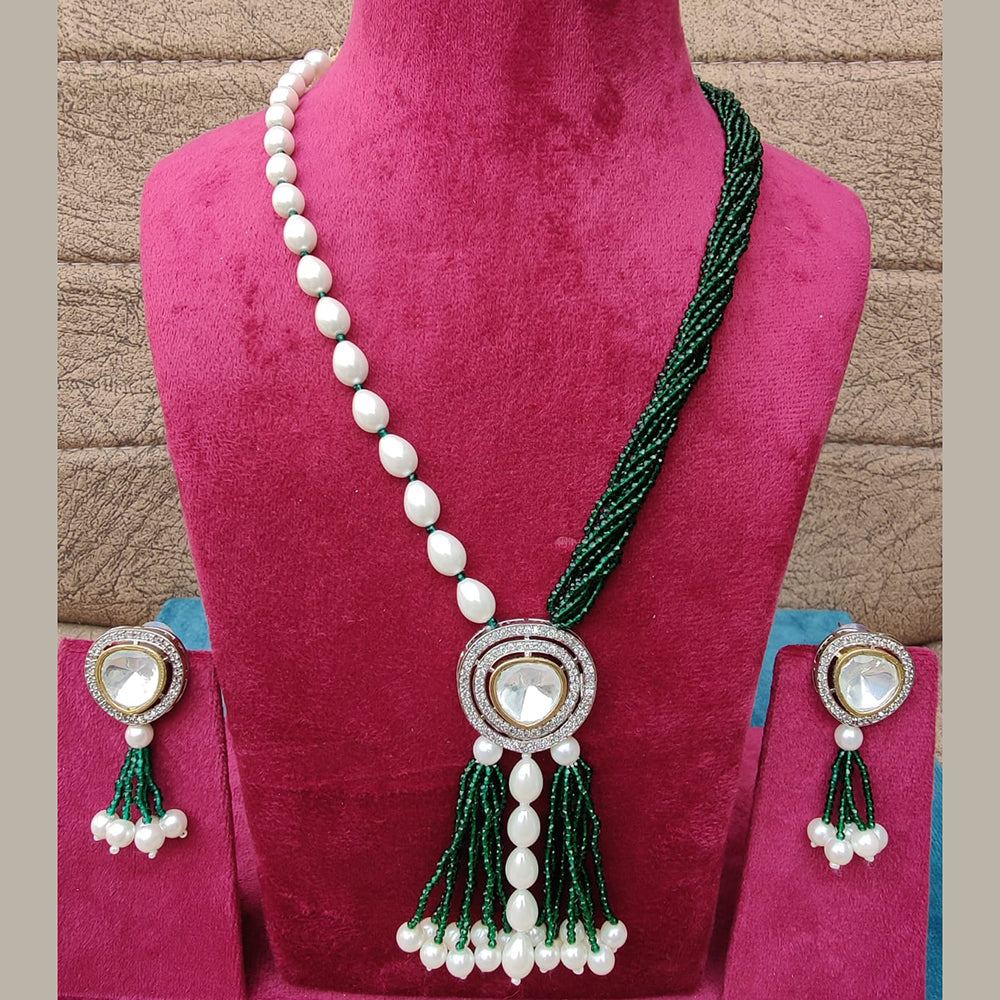 FS Collection Crystal And Pearl Long Necklace Set