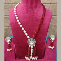 FS Collection Crystal And Pearl Long Necklace Set