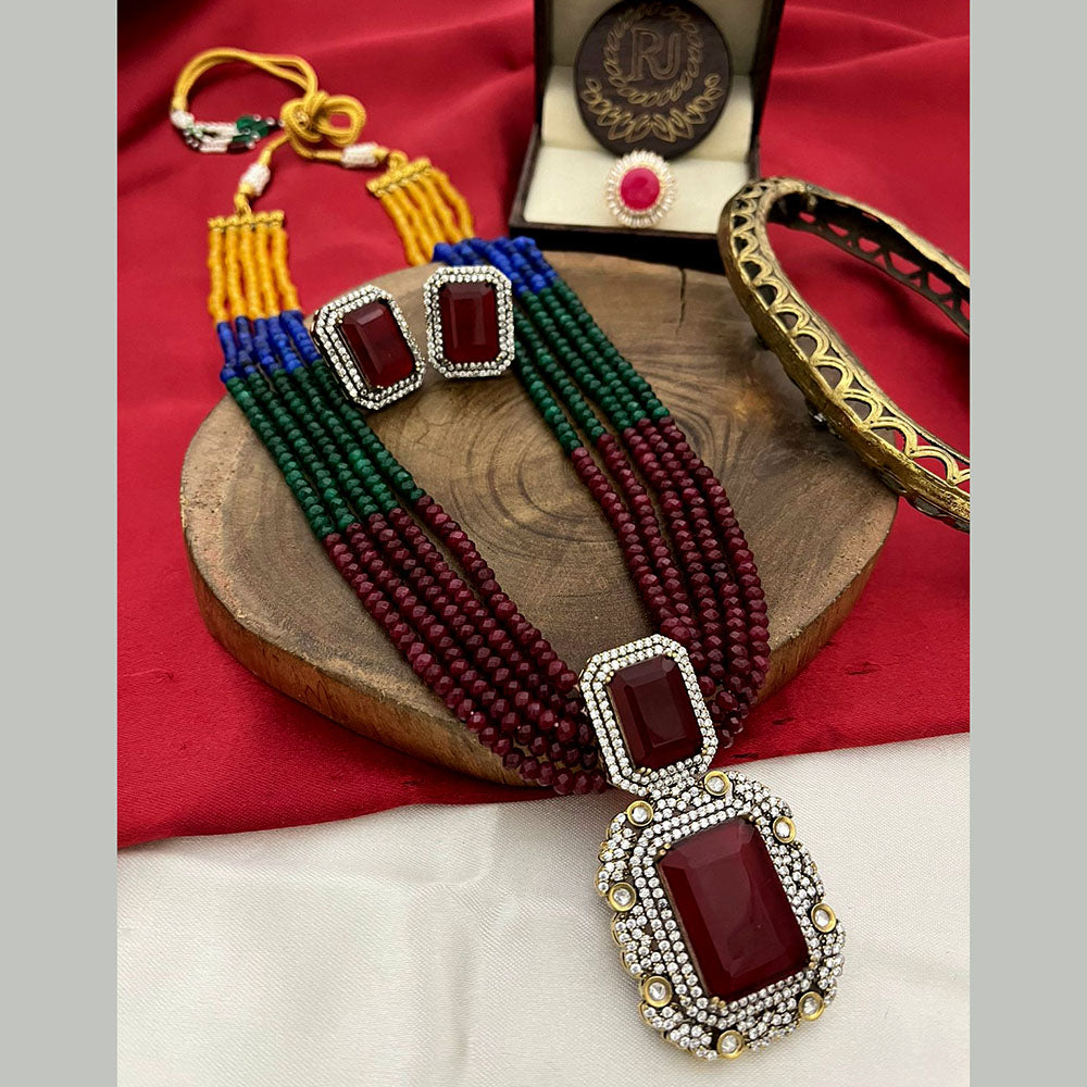 FS Collection Gold Plated Victorian Jewellery Long Necklace Set