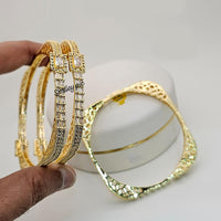 FS Collection Gold Plated AD Bangles Set