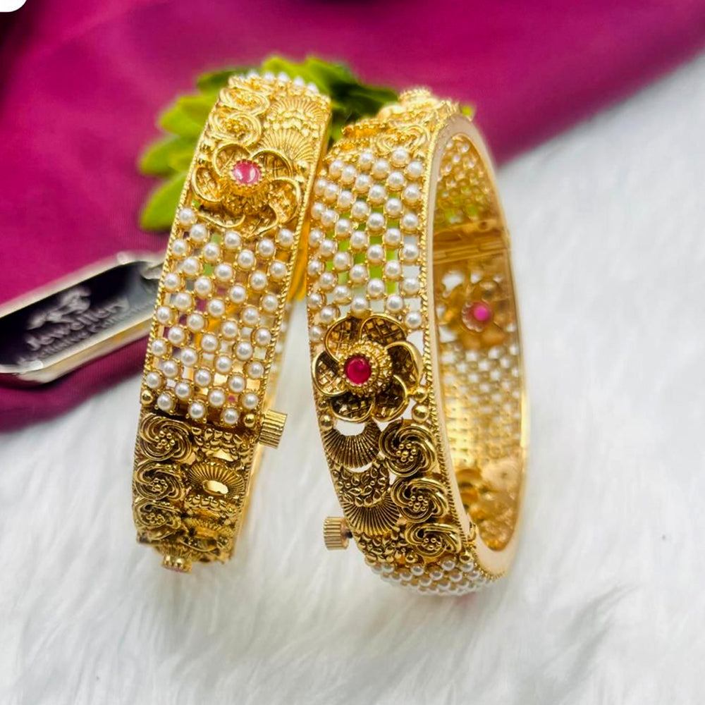 FS Collection Gold Plated Pota Stone Openable Bangles