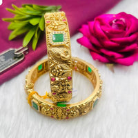 FS Collection Gold Plated Pota Stone Openable Bangles