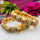 FS Collection Gold Plated Pota Stone Openable Bangles