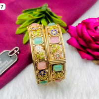 FS Collection Gold Plated Pota Stone Openable Bangles