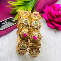 FS Collection Gold Plated Pota Stone Openable Bangles