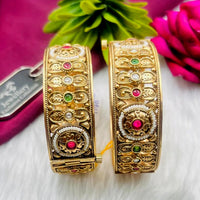 FS Collection Gold Plated Pota Stone Openable Bangles