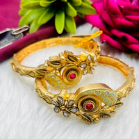 FS Collection Gold Plated Pota Stone Openable Bangles