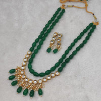 FS Collection Gold Plated Kundan Long Necklace Set