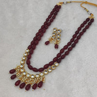 FS Collection Gold Plated Kundan Long Necklace Set