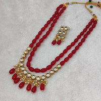 FS Collection Gold Plated Kundan Long Necklace Set