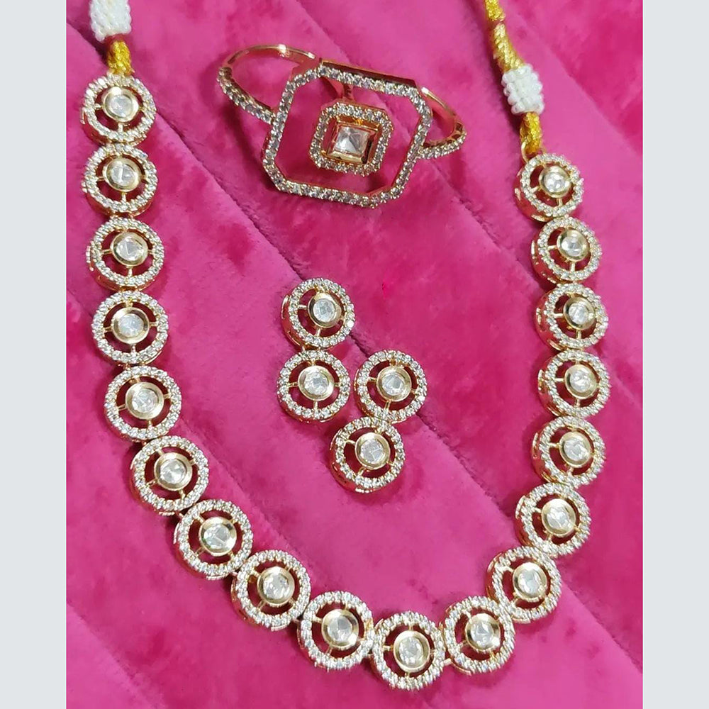 FS Collection Gold Plated Kundan Necklace Set