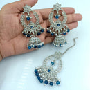 Fs Collection Silver Plated Crystal Stone Jhumki With Maangtikka
