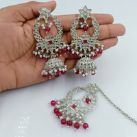 Fs Collection Silver Plated Crystal Stone Jhumki With Maangtikka