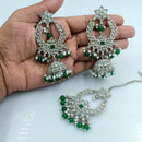 Fs Collection Silver Plated Crystal Stone Jhumki With Maangtikka