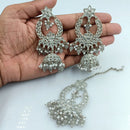 Fs Collection Silver Plated Crystal Stone Jhumki With Maangtikka