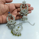 Fs Collection Silver Plated Crystal Stone Jhumki With Maangtikka
