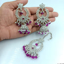 Fs Collection Silver Plated Crystal Stone Jhumki With Maangtikka