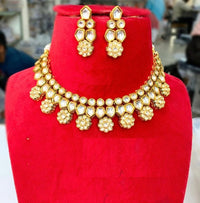 FS Collection Gold Plated Kundan Necklace Set