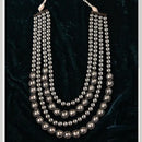 FS Collection Black Polish Multi Layer Kundan Long Necklace