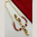 FS Collection Gold Plated Crystal And Pearl Long Necklace Set