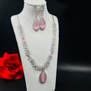 FS Collection Silver Plated AD Necklace Set