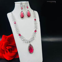 FS Collection Silver Plated AD Necklace Set