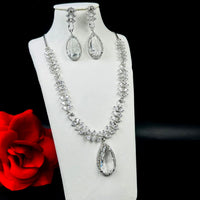 FS Collection Silver Plated AD Necklace Set