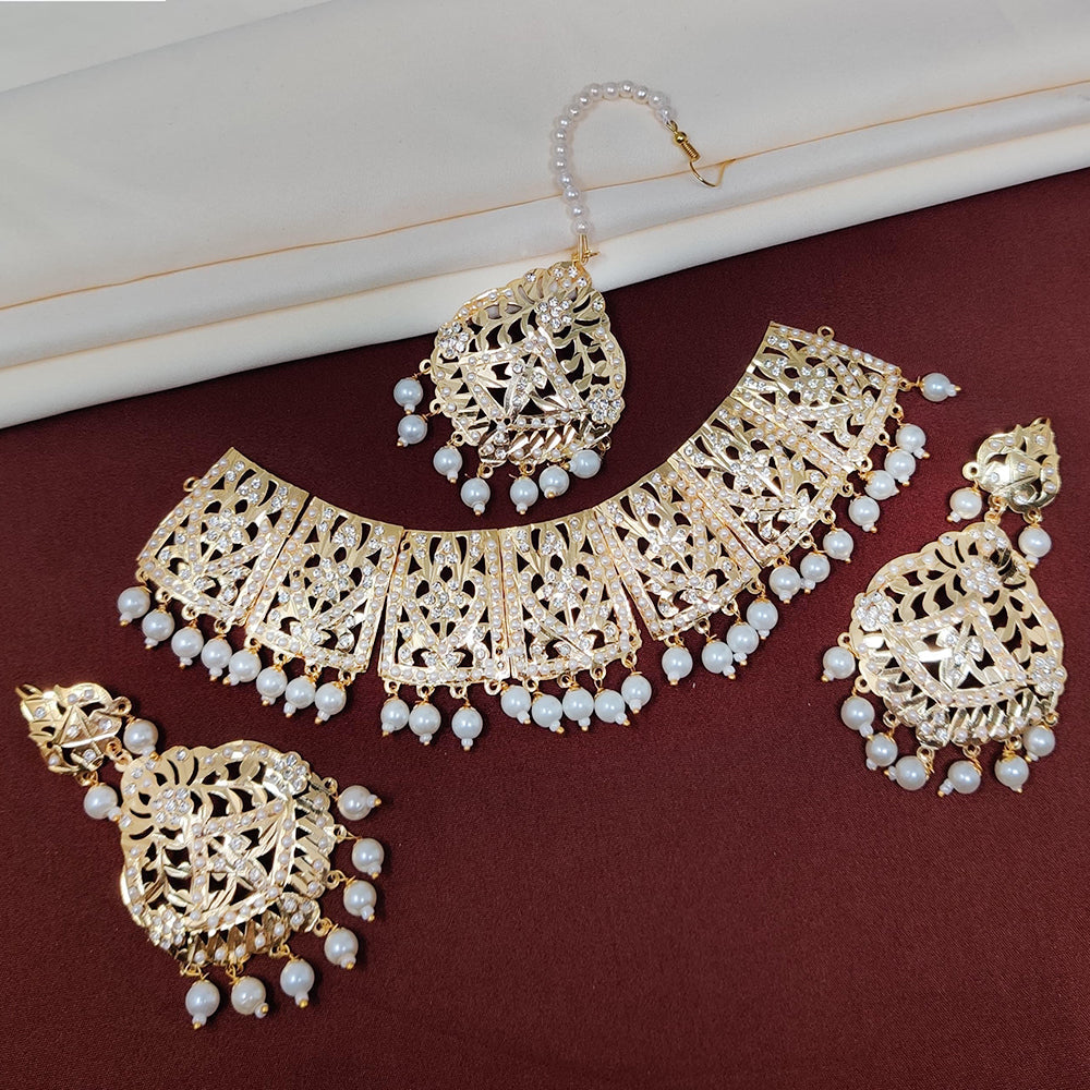 FS Collection Gold Plated Austrian Stone Choker Necklace Set