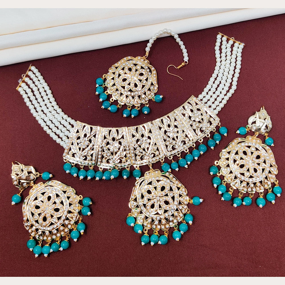 FS Collection Gold Plated Austrian Stone Choker Necklace Set