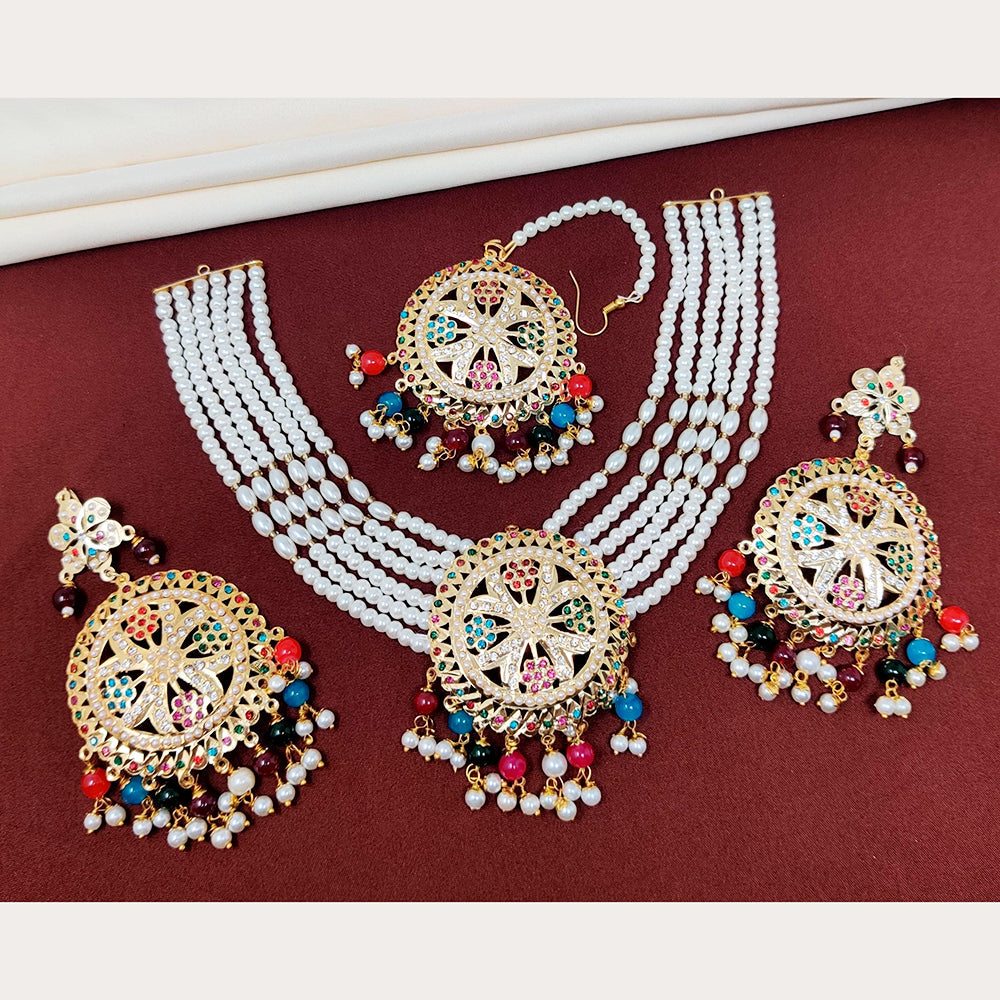 FS Collection Gold Plated Austrian Stone Choker Necklace Set