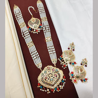 FS Collection Gold Plated Pearl Long Necklace Set