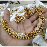 FS Collection Gold Plated Pearl Necklace Set