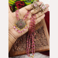 FS Collection Gold Plated Crystal Beads Long Necklace Set