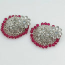 FS Collection Silver Plated Crystal Stone Jhumki Earrings
