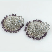 FS Collection Silver Plated Crystal Stone Jhumki Earrings