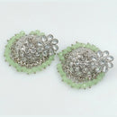 FS Collection Silver Plated Crystal Stone Jhumki Earrings